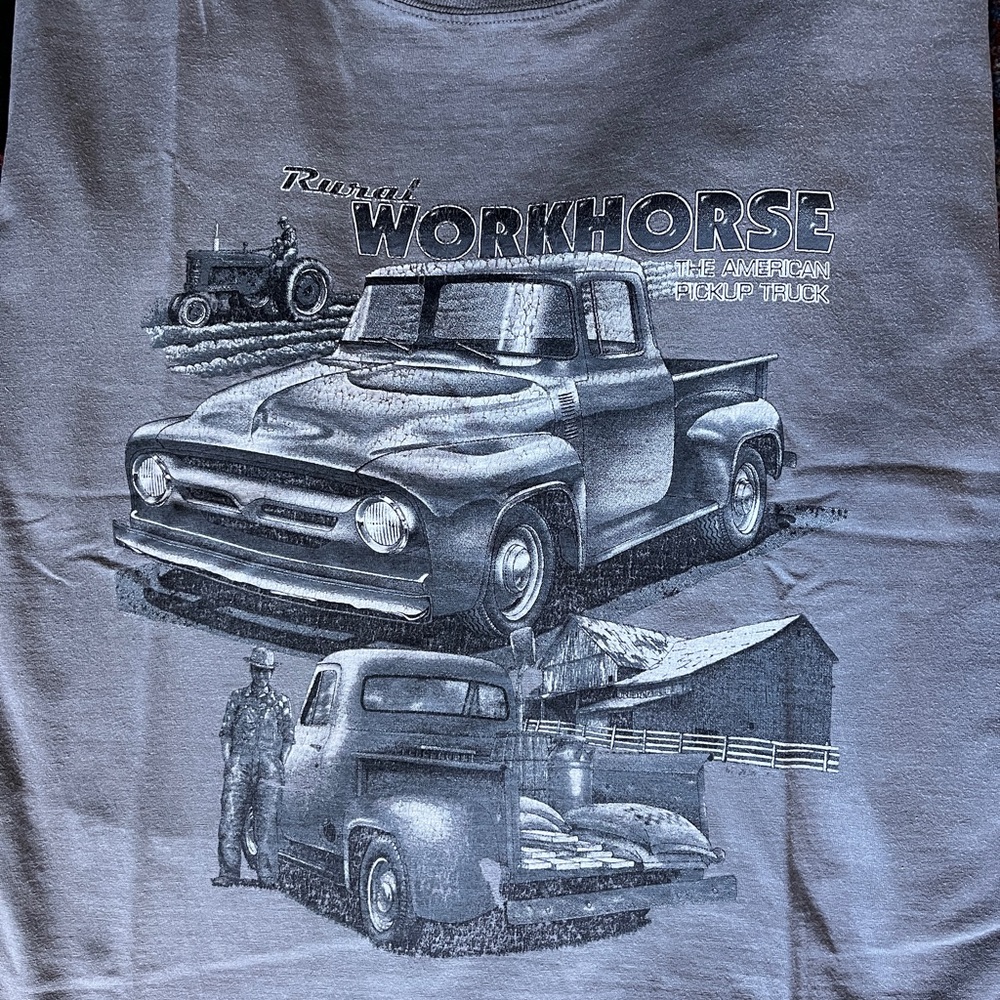 Gray Graphic T-Shirt with Vintage Truck Design